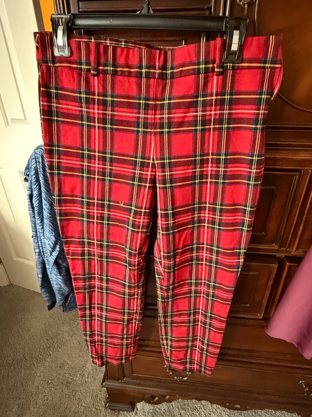 J. Crew Red Tartan Plaid Pants with Black and Yellow Accents